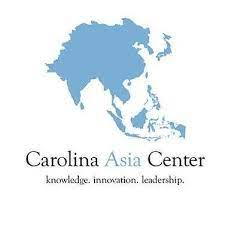 Logo for the Carolina Asia Center. The continent of Asia is depicted in blue, and the text under it reads "Carolina Asia Center" on the first line and "knowledge. innovation. leadership." on the second line.